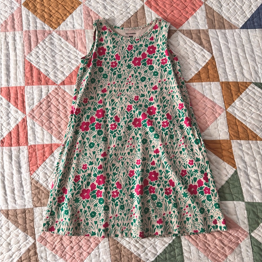 Uniqlo x Marimekko kids sleeveless jersey swing dress floral print 5-6 yrs